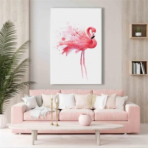 Scandinavian Pink Flamingo Canvas Painting Poster Abstract Watercolor Animal Wall Art Prints Picture for Girl Room Home Decor