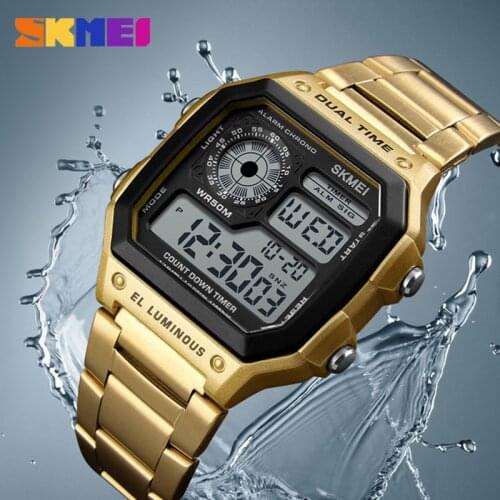 SKMEI Luxury Business Casual Watch Men Waterproof Sport Stainless Steel Digital Wristwatches Clock Male Relogio Masculino