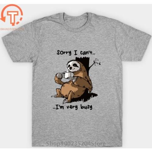 Funny Nerd Lazy sloth coffee sleep T Shirt Men man crazy animal city sloth slow life t-shirt male Novelty adult brand cotton Tee