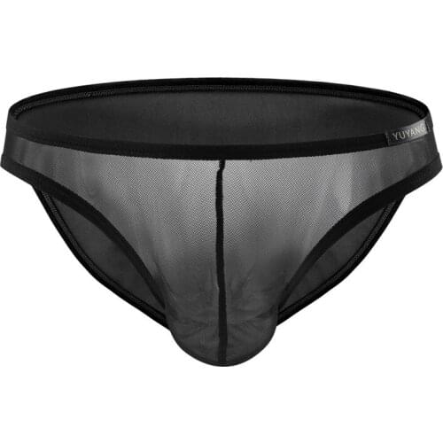 Sexy Men Underwear Briefs Shorts Semi Transparent Mesh Panties Low Rise U Convex Pouch Underpants Cueca Calzoncillo Ropa Brief