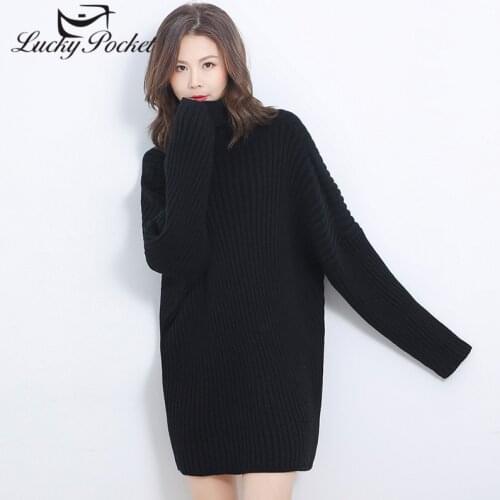 Women Spirng Autumn Fashion New Turtleneck Solid Color Short Mid-Length Sweater Female Casual Black Long Sleeve Pullovers QL347