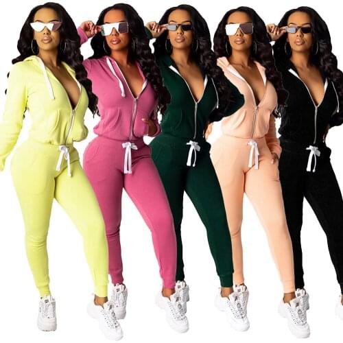 Women fall clothing new fashion long sleeve two piece joggers outfit sets