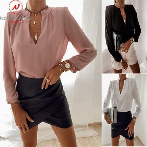 Fashion Women Spring Autumn Thin Shirts V-Neck Long Sleeve Solid Color Transparent Slim Pullovers Top for Streetwear