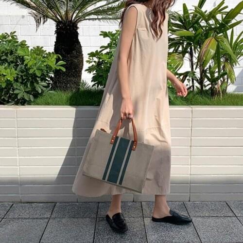 New 2019 Women Dress Summer Cotton Elegant Ladies Loose Korean Style Vintage Long Dresses V Neck Sleeveless Button Up Vestidos