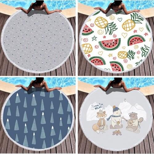 1 Pcs Watermelon Pineapple Pattern Snow Print Beach Towel Microfiber Digital Pool Beach Towel Toalla Blanket Shower Beach Towel
