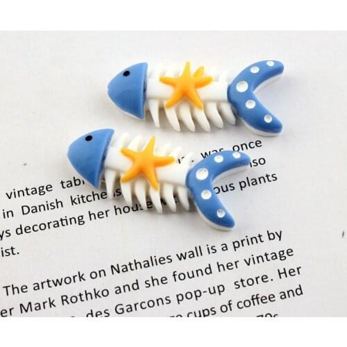 10pcs 28MM DIY resin starfish fishbone fish charms pendants kawaii cabochon ornament craft decoration fashion jewelry making