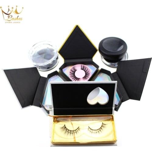 100 pairs Crown Lashes custom packaging box vendor private label cilios logo empty lashes box wholesale