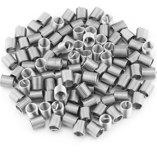 100pcs/set M8x1.25x2D Thread Inserts Stainless Steel Wire Screw Sleeve Coiled Wire Helical Screw Thread Inserts Fastener