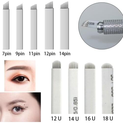 200Pcs18U Nano blades Microblading Needles Permenent Makeup Eyebrow Tattoo Needle Lamina Agulhas Tebori Blade for Manual Pen