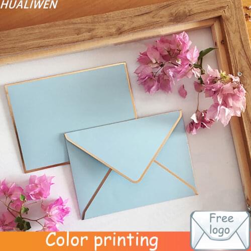 10 Pieces/lot) 14*19cm Light Blue Exquisite Bronze Business Invitation Envelope Wedding Invitation Large Envelope
