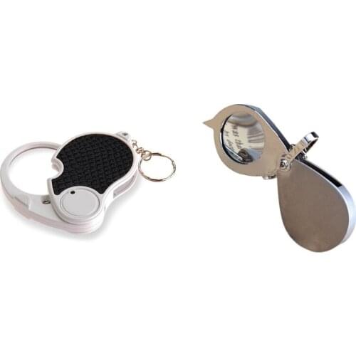 5 Trade Loupe nifying Glass with LED Lamp Pocket nifier Portable Folding Keyring & 30mm 3X Silver