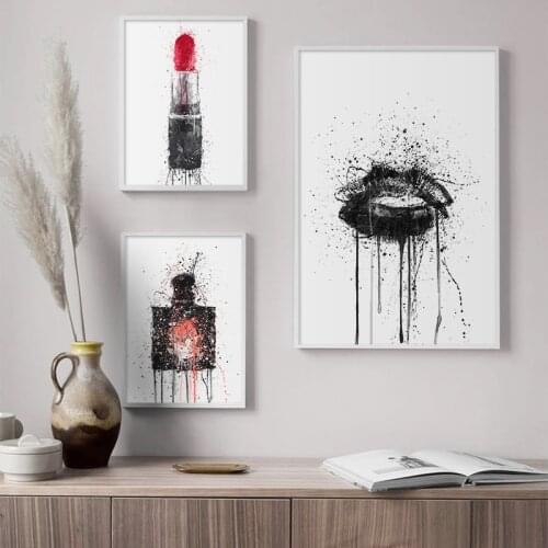 Watercolor Perfume Make Up Posters and Prints Beauty Lip Wall Art Print Lipstick Pictures Bedroom Decoration Home Decor