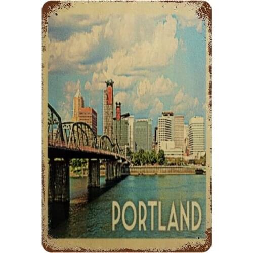 Aluminum Retro Coffee Metal Sign Portland Oregon Vintage Metal Tin Sign for Bar Cafe Beer Pub Wall Decor 12''×8"