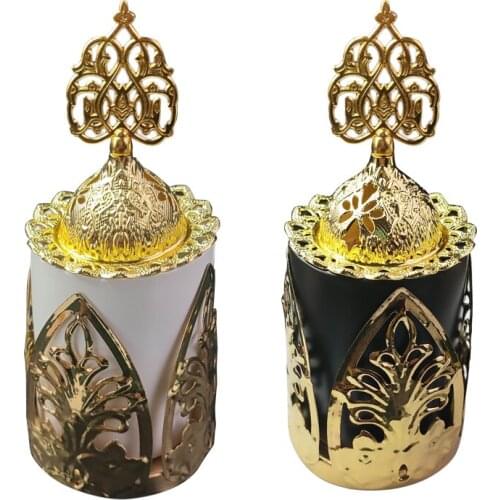 Middle East Muslim Oud Bakhoor Incense Burners Arabic Incense Burner Set Alloy Ceramic Cone Censer Holder Home Decoration Crafts