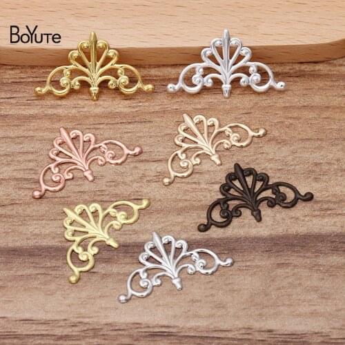 BoYuTe (100 Pieces/Lot) 16*28MM Metal Brass Filigree Findings Diy Hand Made Materials Jewelry Accessories Wholesale