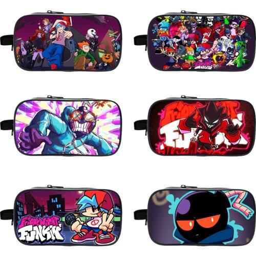 Friday Night Funkin Pencil Case 3D Music Rhythm Game Pen Bag Teens Pen Case Multifunction Pen Bag Double Zipper Stationery Box