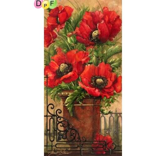 DIY Poppy flower full square diamond painting cross stitch needlework diamond embroidery home decor mosaic kits