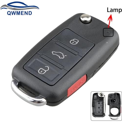 For VW Key Shell 3+1 Buttons Replacement Remote Car Key Case for Volkswagen Phaeton Touareg 2002-2010