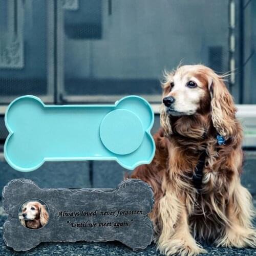 Memorial Pet Tombstone Mold Dog Bone Paw Shape Epoxy Resin Casting Silicone Mold T84A