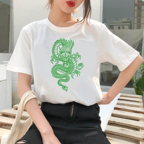 Streetwear T-Shirt Women Ulzzang Harajuku Vintage Chinese Dragon Print T-Shirt Summer Casual Female Tops Tees