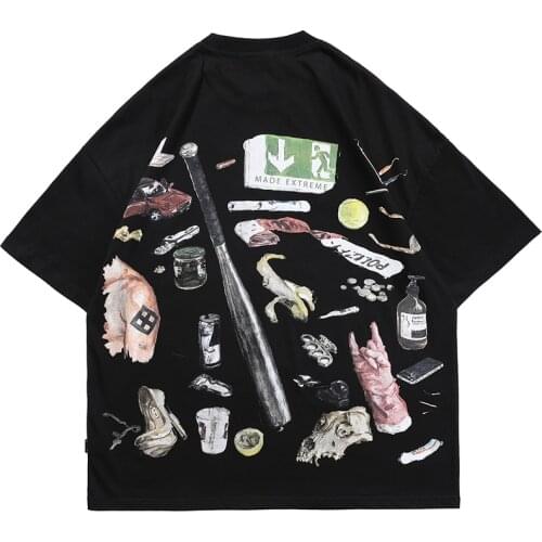 Harajuku T Shirt Men Hip Hop Printed Tops Tees Loose Streetwear Tshirt 2021 New 100% Cotton Casual Male Anime Goth T Shirts