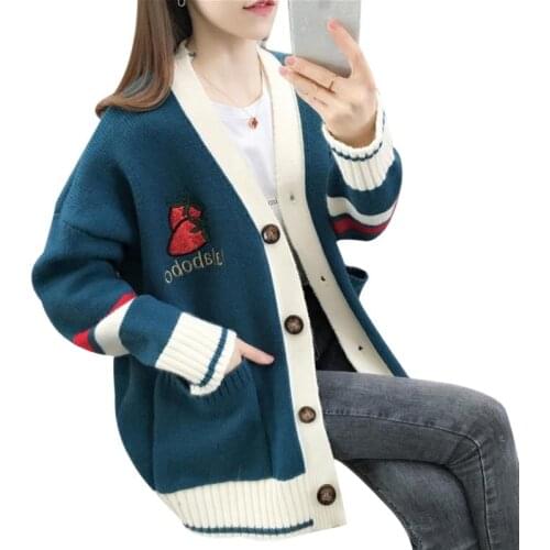 Coat womens 2021 new net red knitted cardigan, versatile, thickened and loose for outer wear in autumn and winter