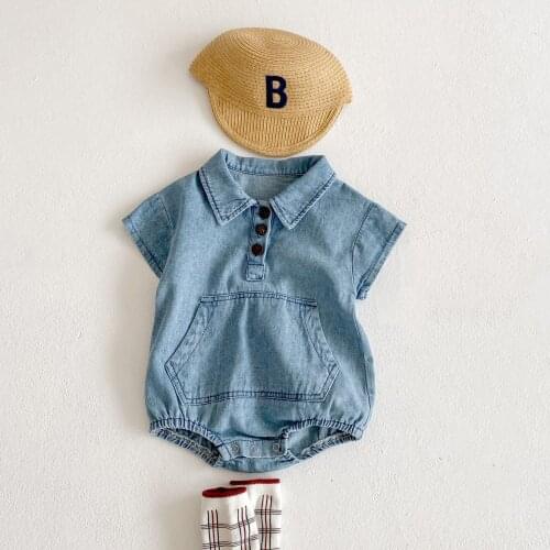 0-3T Fashion Newborn Denim Romper Boys GIrls Clothes Summer Short Sleeve Jeans Jumpsuit Cute Sweet New born Body suit Outfit
