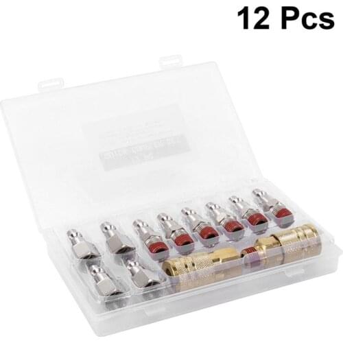 12 In 1 1/4 NPT Air Coupler Plug Set Pneumatic Tube Push In Male Female Quick Fitting Connectors For Air Hose Tube Compressor