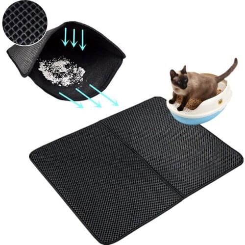 Easy Cleaning EVA Cat Litter Catcher Mat Double-layer Cat Litter Tray Clean Mat Waterproof Nonslip Pet Feeding Mat Pet Supplies