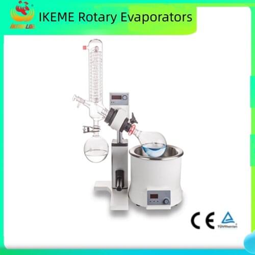 Lab Rotary Evaporator 5L Glassware Vertical Condenser Adjustable LED Heating Bath Set