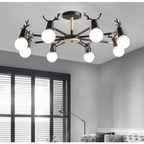 Solid wood chandelier modern Nordic creative minimalist living room dining art lighting cafe Bar restaurant bedroom lamp craft