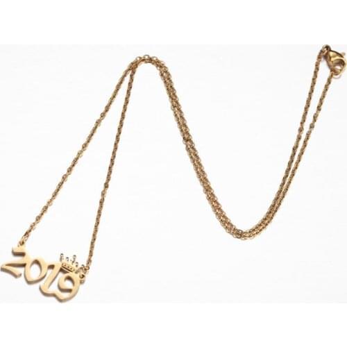Lyvior New Style 2000-2019Year Crown Number Pendant Jewelry Stainless Steel Necklace Female Design Gift Birthday Gift for Girls