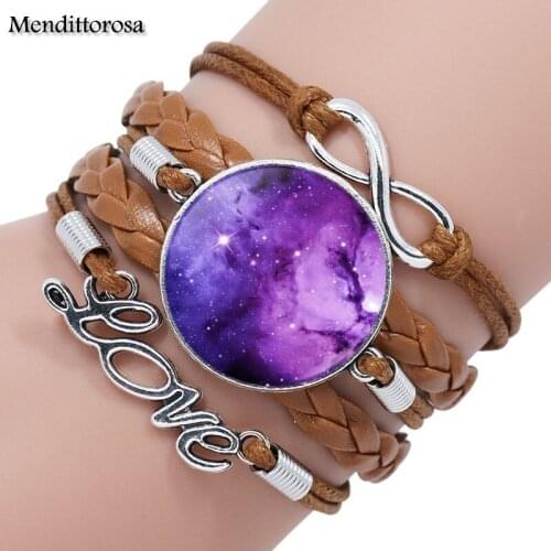 Mendittorosa Natural Nebula Galaxy Space Luxury Brand Jewelry With Glass Cabochon For Women Gift