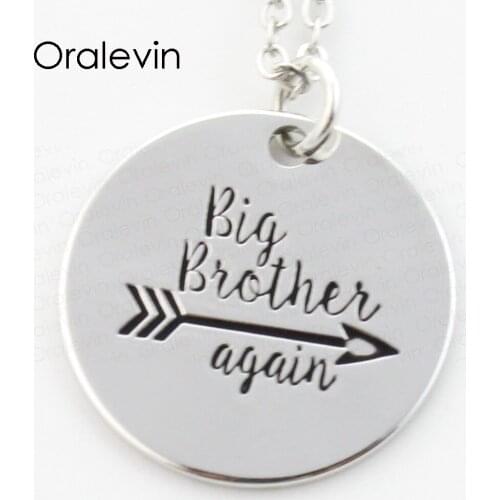 Wholesale BIG BROTHER AGAIN Engraved Pendant Charms Necklace Lover Gift Jewelry 10Pcs/Lot,#LN195