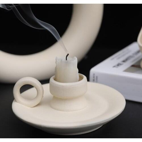 White Nordic Ceramic Candle Holder Ornaments Homestay Home Living Room Cafe restaurant atmosphere decoration shooting props