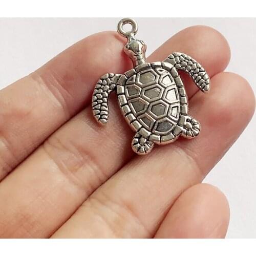 6pcs 34x29mm Charms Sea Turtle Tibetan Silver Color Pendant For Making Fit DIY Necklace Jewelry Handmade Accessories Wholesale