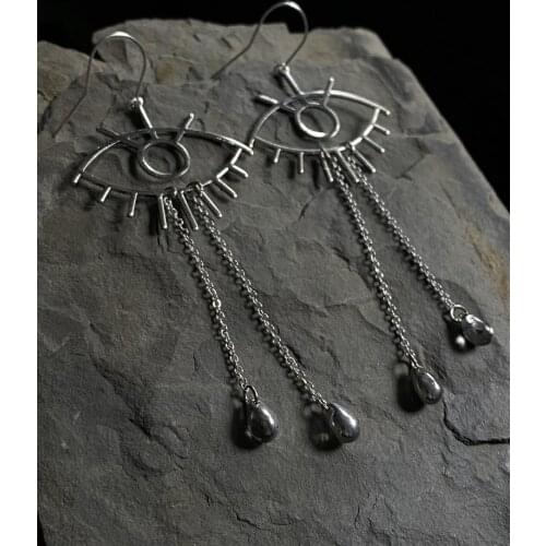 Silver Plated/gold plated Eye Earrings with Glass Teardrops