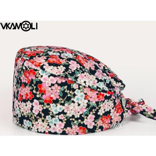 Scrubs caps print adjustable cotton lab work cap pet shop cap wholesale nursing cap accessories women and mens Scrubs hat