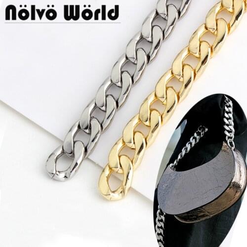 1-5-10 meters 14mm width 4mm thick Gold chains Aluminum wide shoulder bag strap cute key chain