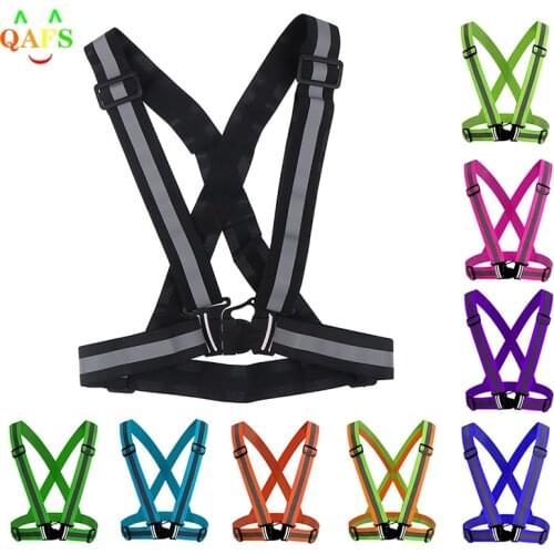 1pc Safety Adjustable Safety Reflective Visibility Striped Vest Jacket Highlight For Night Riding Cycling Sports