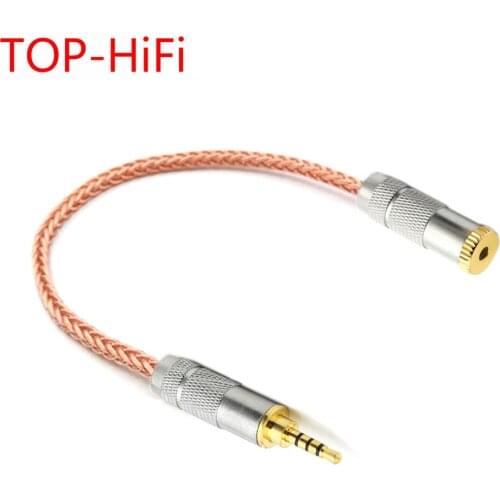 TOP-HiFi Single Crystal Copper 2.5mm TRRS Balanced Male to 3.5mm TRRS Balanced Female Audio Adapter Cable 3.5mm to 2.5mm