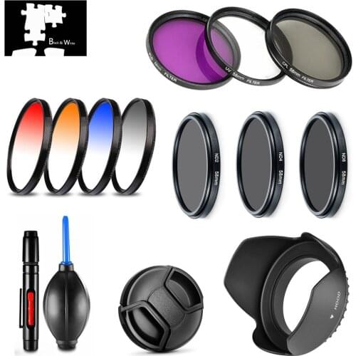 UV CPL FLD Star ND2 ND4 ND8 Gradual Color Filter Lens Hood Cap for PANASONIC LUMIX G7 GX8 GX9 14-140mm / G80 G85 12-60mm lens