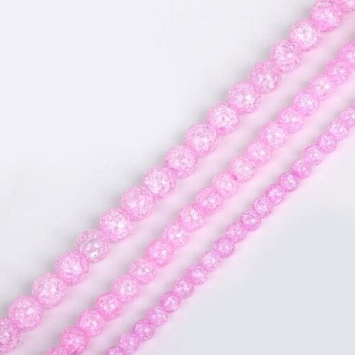 AAA High Quality Pink Crystal Beads Cracked Glass Round Beads Dia. 6/8/10mm for DIY Necklace Bracelet Jewelry Making
