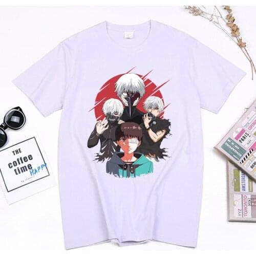 Japanese Anime Tokyo Ghoul Kaneki Ken Print Dark Black Ins Vintage man Women T-shirt Harajuku Casual Summer Fashion Short Top