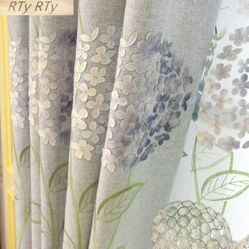 Curtains Cloth for Living Room Flower Curtain for Bedroom Window Gauze Art Curtains for Dining Finished Products