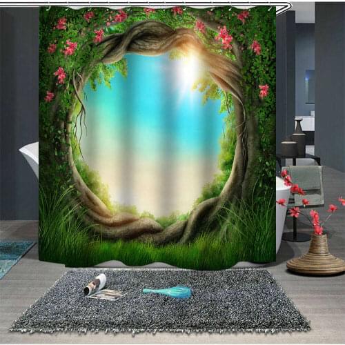 Shower Curtains Nature Forest Pattern Flower / Leaf Polyester Washable High Quality Colorful Curtains for Bathroom Shower