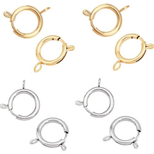 30Pcs Flat Round 304 Stainless Steel Golden Steel Color Spring Ring Clasps Findings For DIY Crafts Jewelry Making 23x20x3mm
