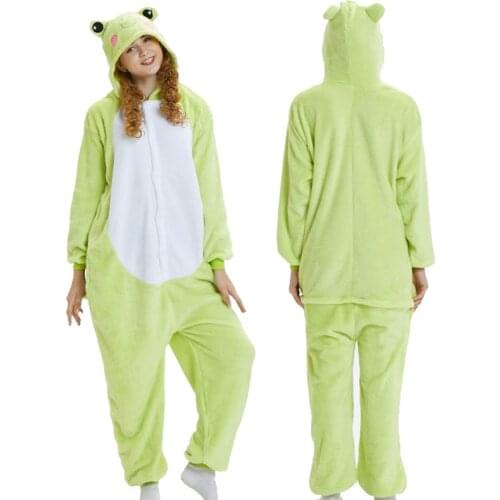 Kigurumi Frog Green Women Pajamas Sets Winter Flannel Animal Pajamas Women Cartoon Cosplay Onesies Costume Sleepwear