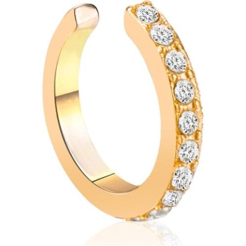 Trendy Street New Personality Crystal Exquisite Ear Cuffs Clip Earrings for Women Gold Silver Color Statement Earrings Jewelry