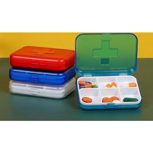 1pc PP Plastic 6 Girds Mini Sealing Pill Box Portable Travel Medicine Capsule Storage Box Bag Army First Aid Kit 9x6.5x2cm
